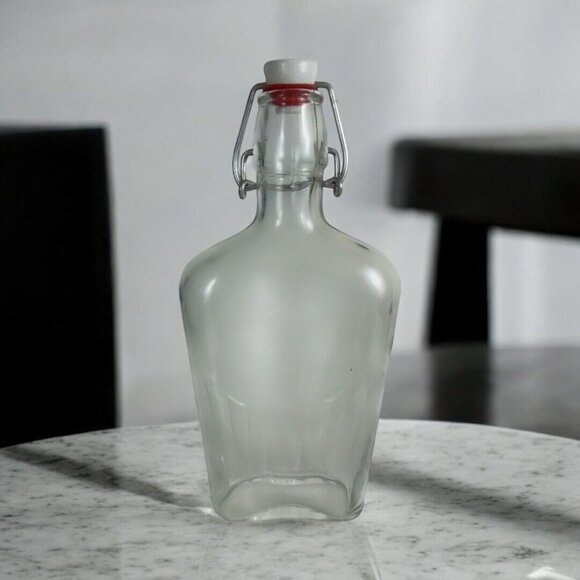 Bermioli Rocco Fiaschetta Italy Hermetically Sealed 8.5 oz Glass Pocket Flask - Picture 1 of 5